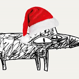 Logo für unser Adventprogramm 2022: Ein comichaft gezeichneter Fuchs mit roter Weihnachtsmütze.